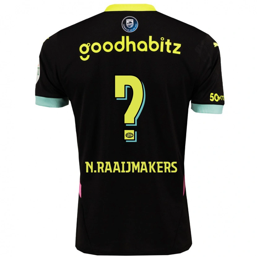 Danxen Dzieci Niels Raaijmakers #0 Czarny Żółty Wyjazdowa Koszulka 2024/25 Koszulki Klubowe