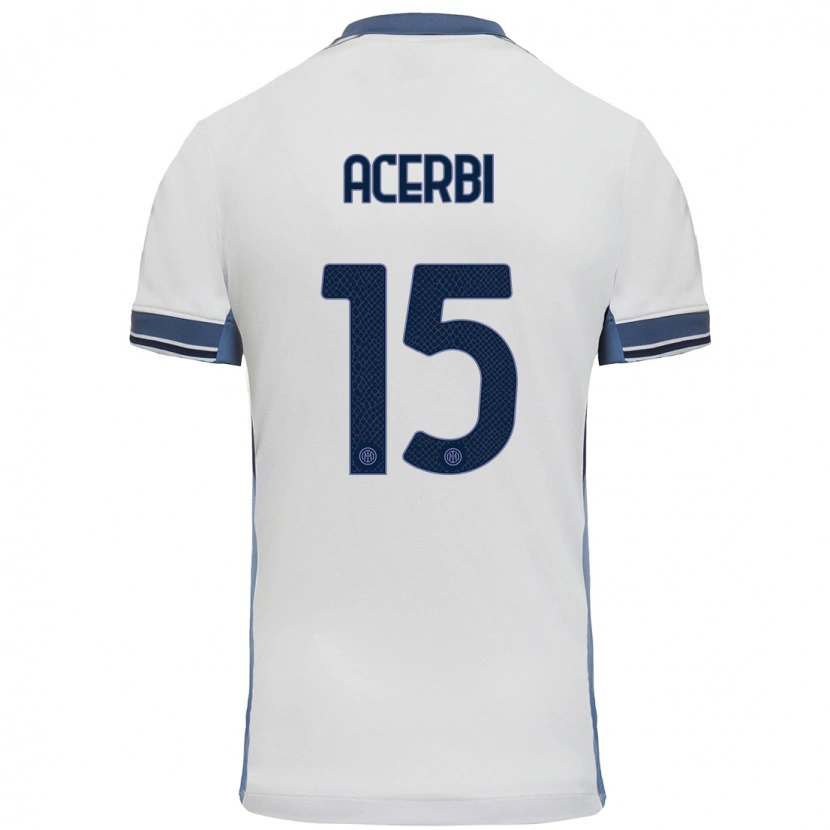 Danxen Dzieci Francesco Acerbi #15 Biały Szary Wyjazdowa Koszulka 2024/25 Koszulki Klubowe