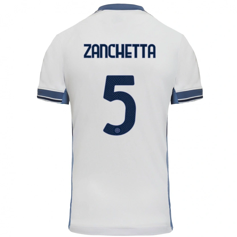 Danxen Dzieci Mattia Zanchetta #5 Biały Szary Wyjazdowa Koszulka 2024/25 Koszulki Klubowe