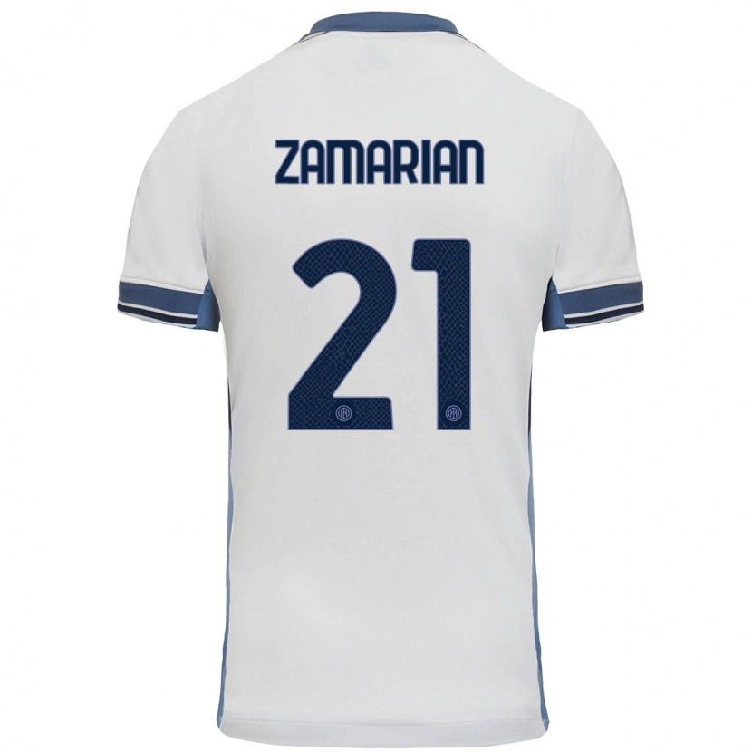 Danxen Dzieci Matteo Zamarian #21 Biały Szary Wyjazdowa Koszulka 2024/25 Koszulki Klubowe
