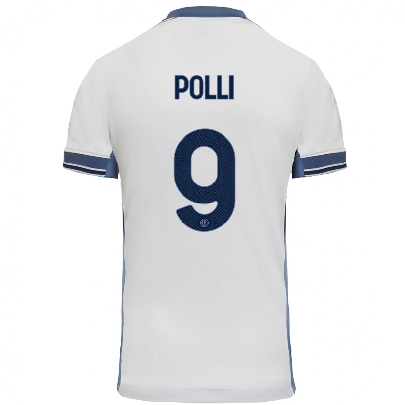 Danxen Dzieci Elisa Polli #9 Biały Szary Wyjazdowa Koszulka 2024/25 Koszulki Klubowe