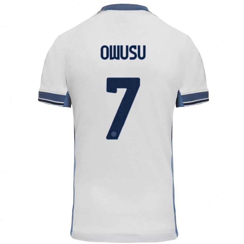 Danxen Dzieci Enoch Owusu #7 Biały Szary Wyjazdowa Koszulka 2024/25 Koszulki Klubowe