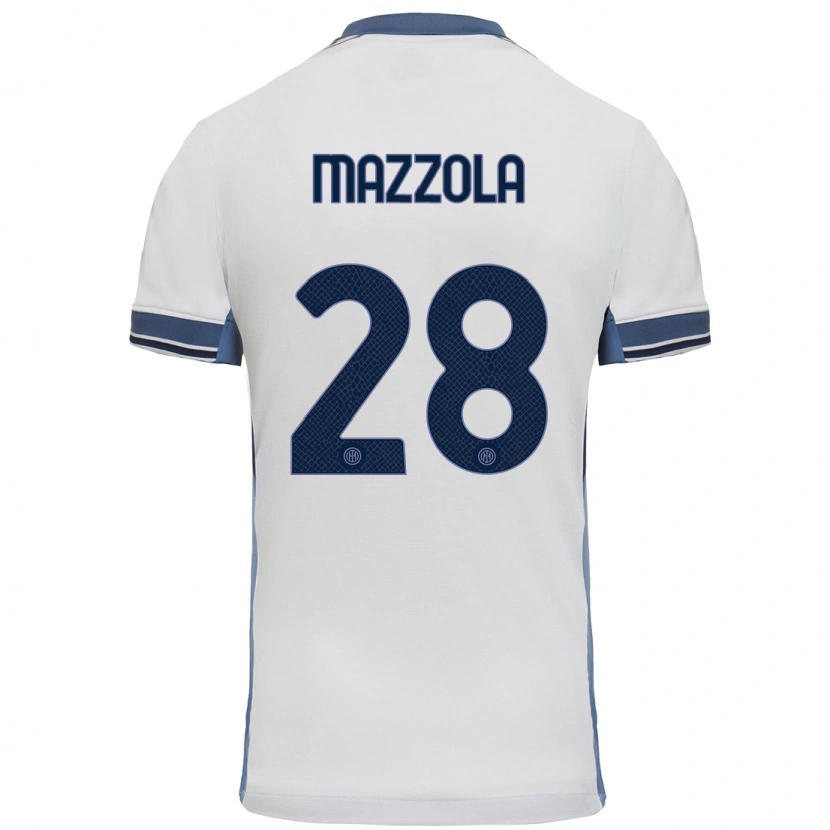 Danxen Dzieci Giuseppe Mazzola #28 Biały Szary Wyjazdowa Koszulka 2024/25 Koszulki Klubowe