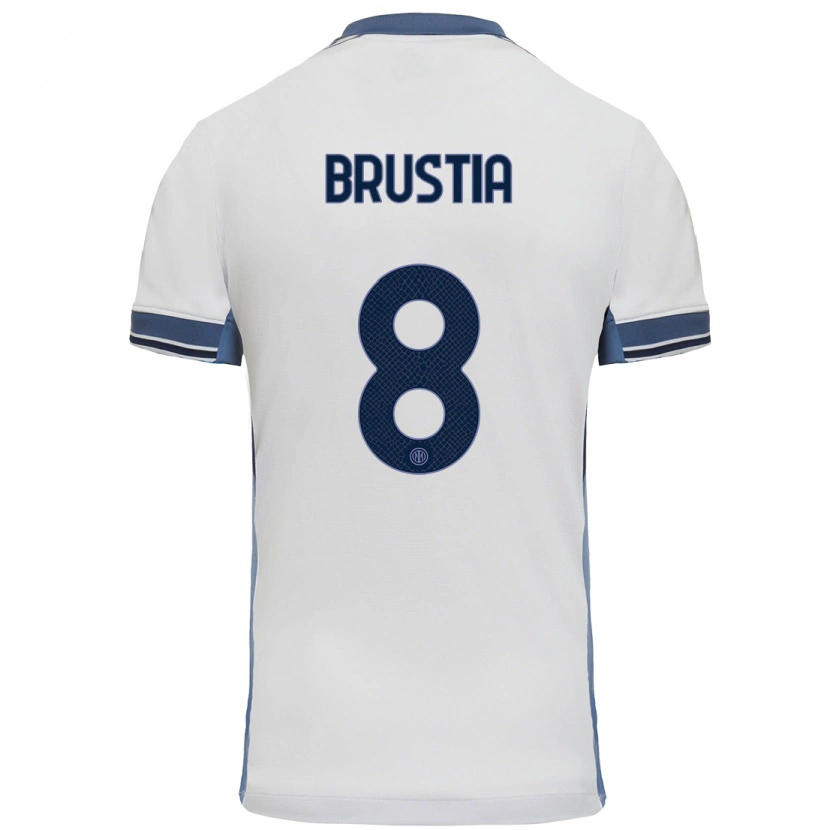 Danxen Dzieci Martina Brustia #8 Biały Szary Wyjazdowa Koszulka 2024/25 Koszulki Klubowe