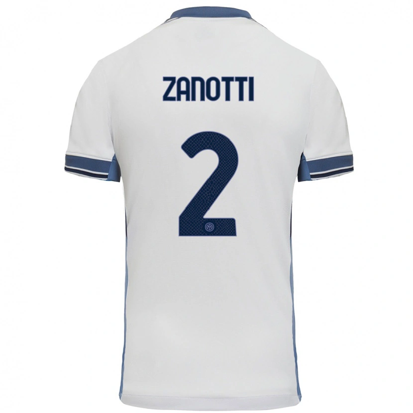 Danxen Dzieci Mattia Zanotti #2 Biały Szary Wyjazdowa Koszulka 2024/25 Koszulki Klubowe