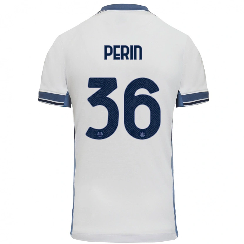 Danxen Dzieci Nicolo Perin #36 Biały Szary Wyjazdowa Koszulka 2024/25 Koszulki Klubowe