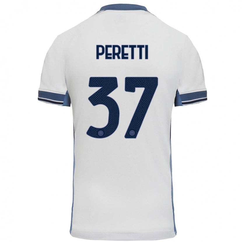 Danxen Dzieci Lorenzo Peretti #37 Biały Szary Wyjazdowa Koszulka 2024/25 Koszulki Klubowe