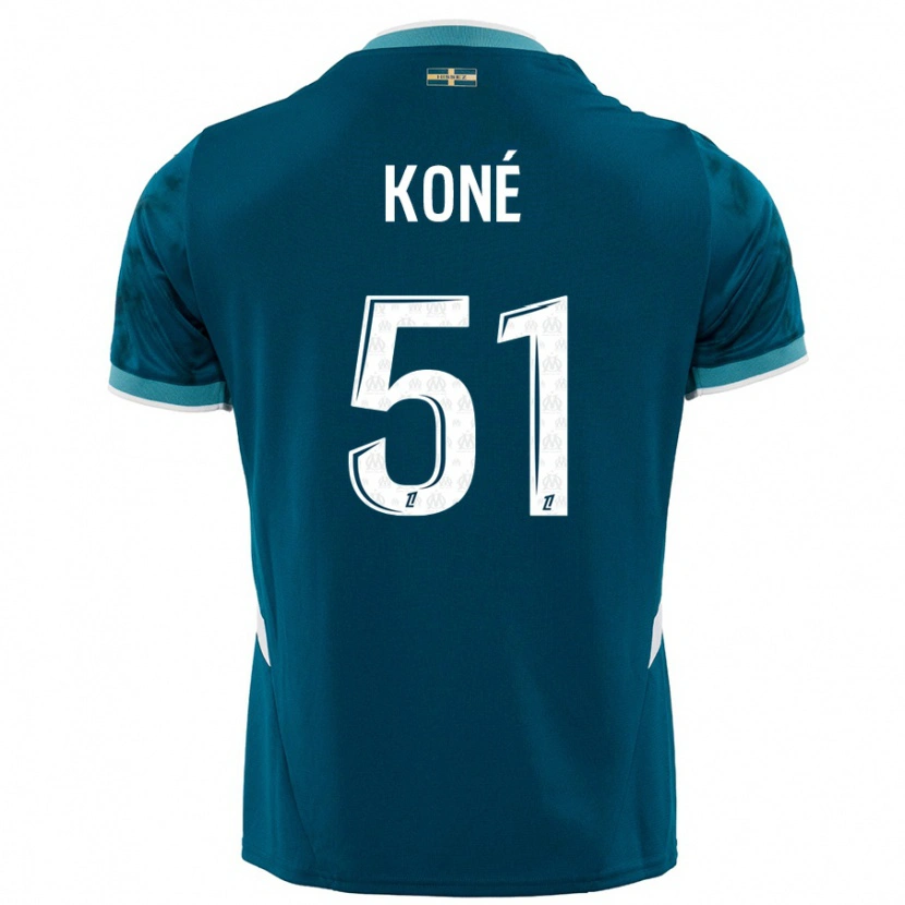Danxen Dzieci Ismaël Koné #51 Turkusowy Niebieski Wyjazdowa Koszulka 2024/25 Koszulki Klubowe