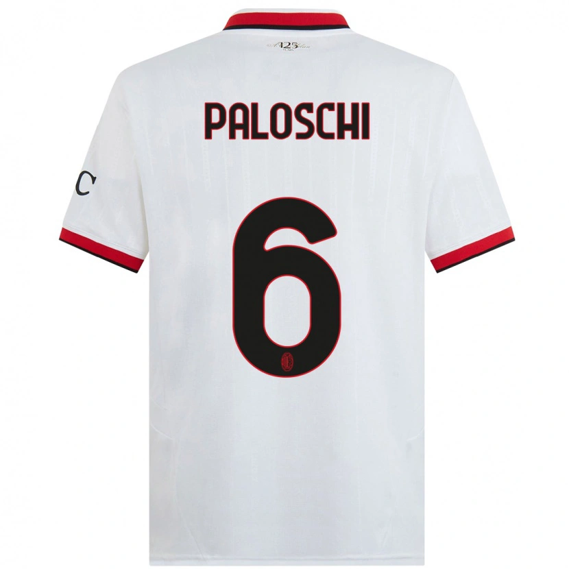 Danxen Dzieci Dorian Paloschi #6 Biały Czarny Czerwony Wyjazdowa Koszulka 2024/25 Koszulki Klubowe