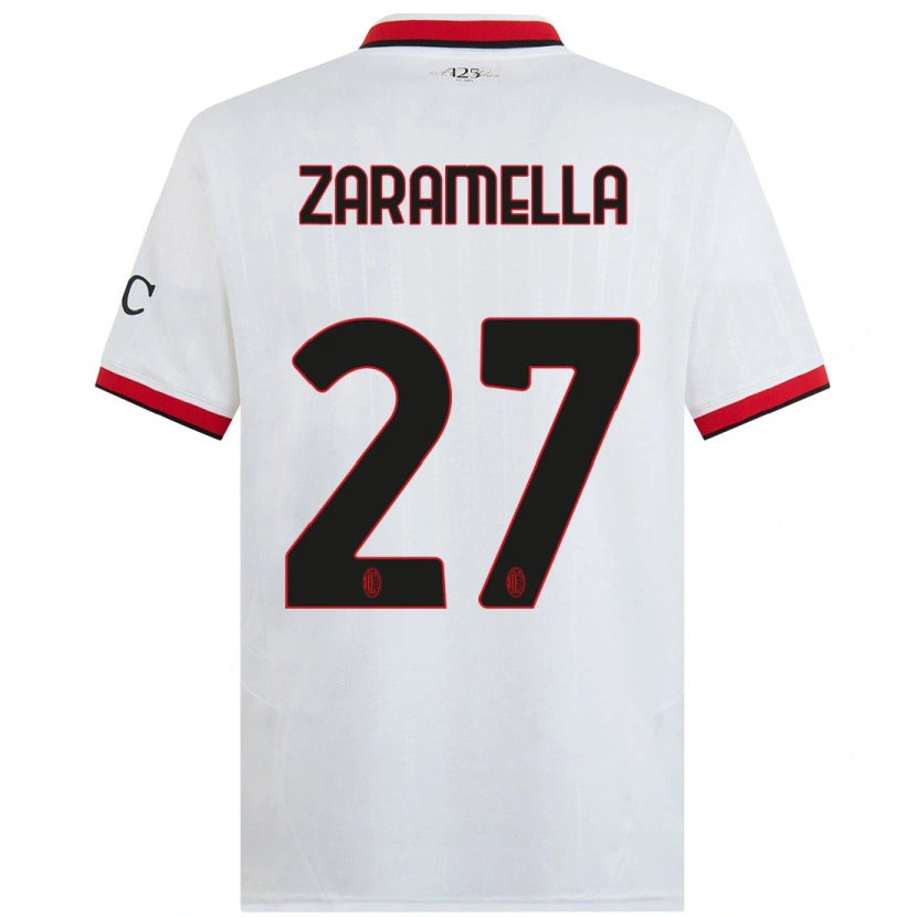 Danxen Dzieci Mattia Zaramella #27 Biały Czarny Czerwony Wyjazdowa Koszulka 2024/25 Koszulki Klubowe