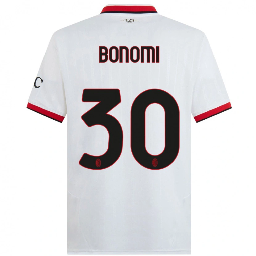 Danxen Dzieci Alessandro Bonomi #30 Biały Czarny Czerwony Wyjazdowa Koszulka 2024/25 Koszulki Klubowe