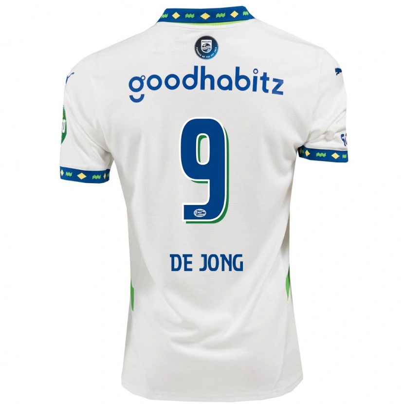 Danxen Dzieci Luuk De Jong #9 Biały Ciemnoniebieski Trzeci Komplet Koszulka 2024/25 Koszulki Klubowe