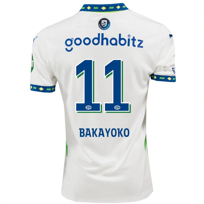 Danxen Dzieci Johan Bakayoko #11 Biały Ciemnoniebieski Trzeci Komplet Koszulka 2024/25 Koszulki Klubowe
