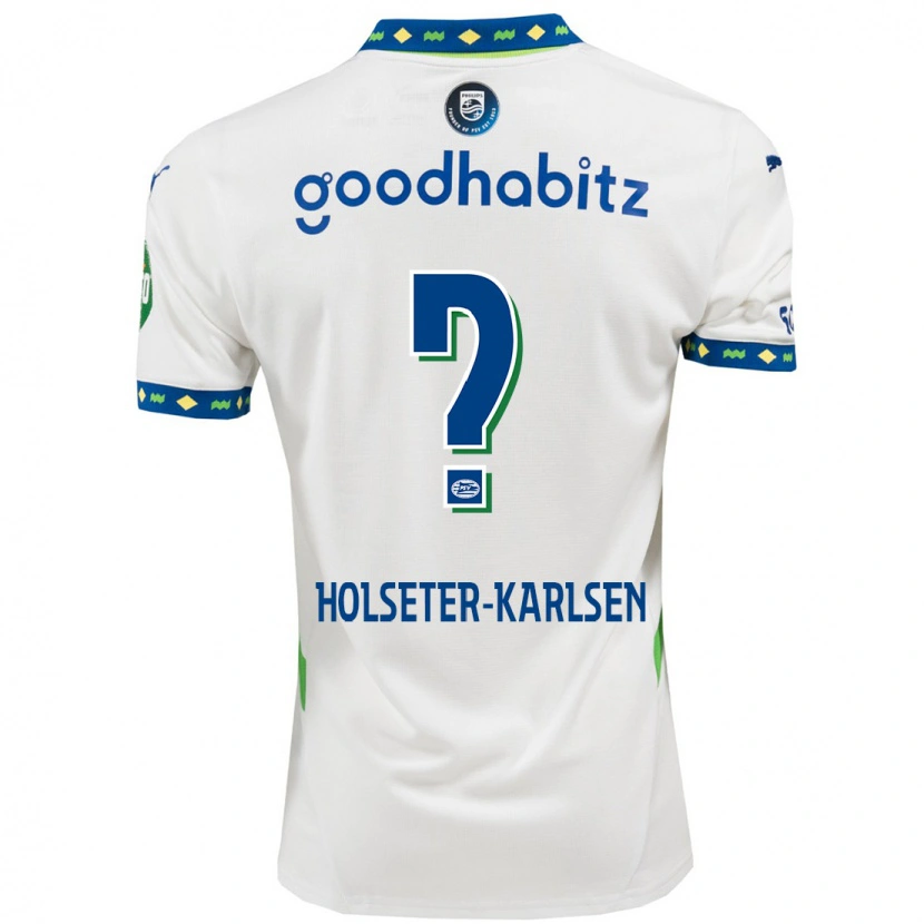 Danxen Dzieci Philip Holseter-Karlsen #0 Biały Ciemnoniebieski Trzeci Komplet Koszulka 2024/25 Koszulki Klubowe