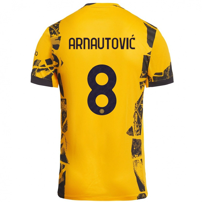 Danxen Dzieci Marko Arnautovic #8 Złoty Czarny Trzeci Komplet Koszulka 2024/25 Koszulki Klubowe