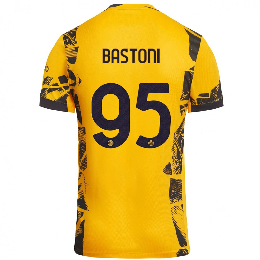 Danxen Dzieci Alessandro Bastoni #95 Złoty Czarny Trzeci Komplet Koszulka 2024/25 Koszulki Klubowe
