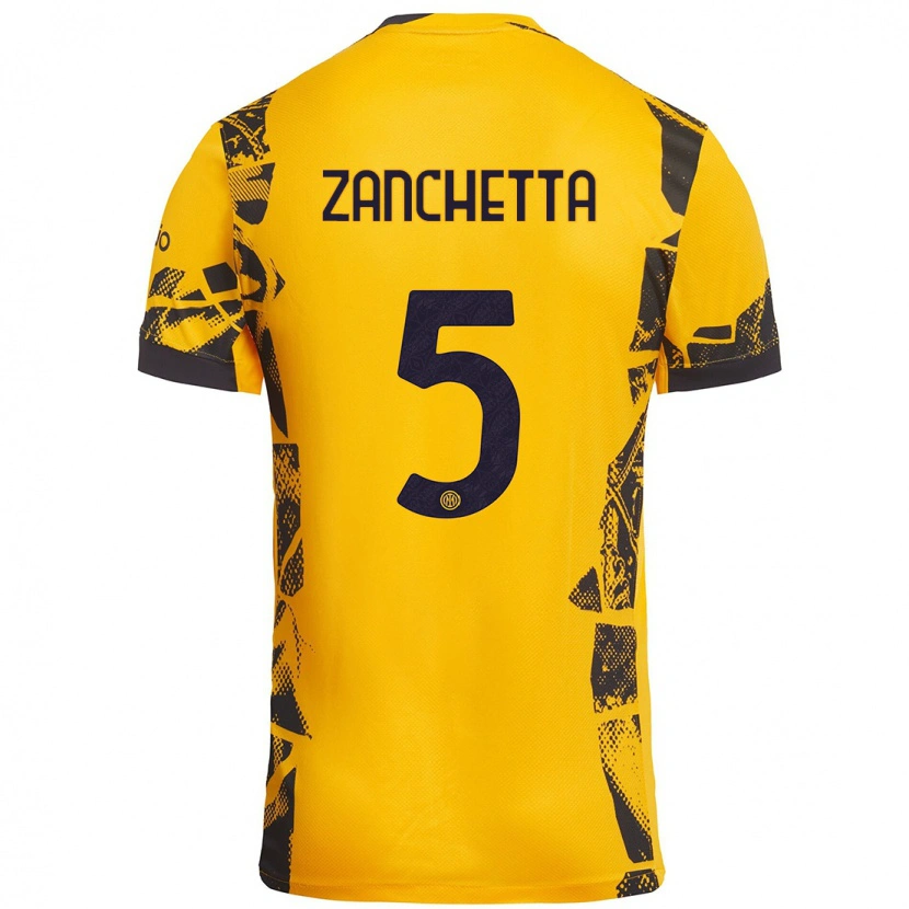 Danxen Dzieci Mattia Zanchetta #5 Złoty Czarny Trzeci Komplet Koszulka 2024/25 Koszulki Klubowe