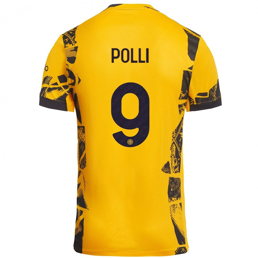 Danxen Dzieci Elisa Polli #9 Złoty Czarny Trzeci Komplet Koszulka 2024/25 Koszulki Klubowe