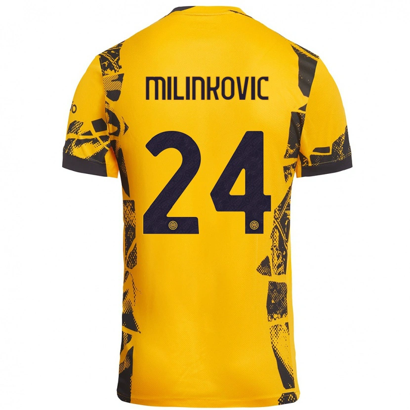 Danxen Dzieci Marija Milinković #24 Złoty Czarny Trzeci Komplet Koszulka 2024/25 Koszulki Klubowe
