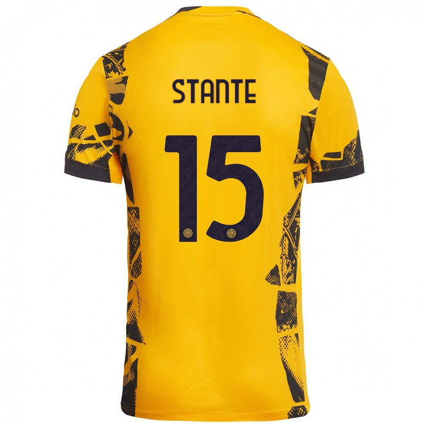 Danxen Dzieci Francesco Stante #15 Złoty Czarny Trzeci Komplet Koszulka 2024/25 Koszulki Klubowe