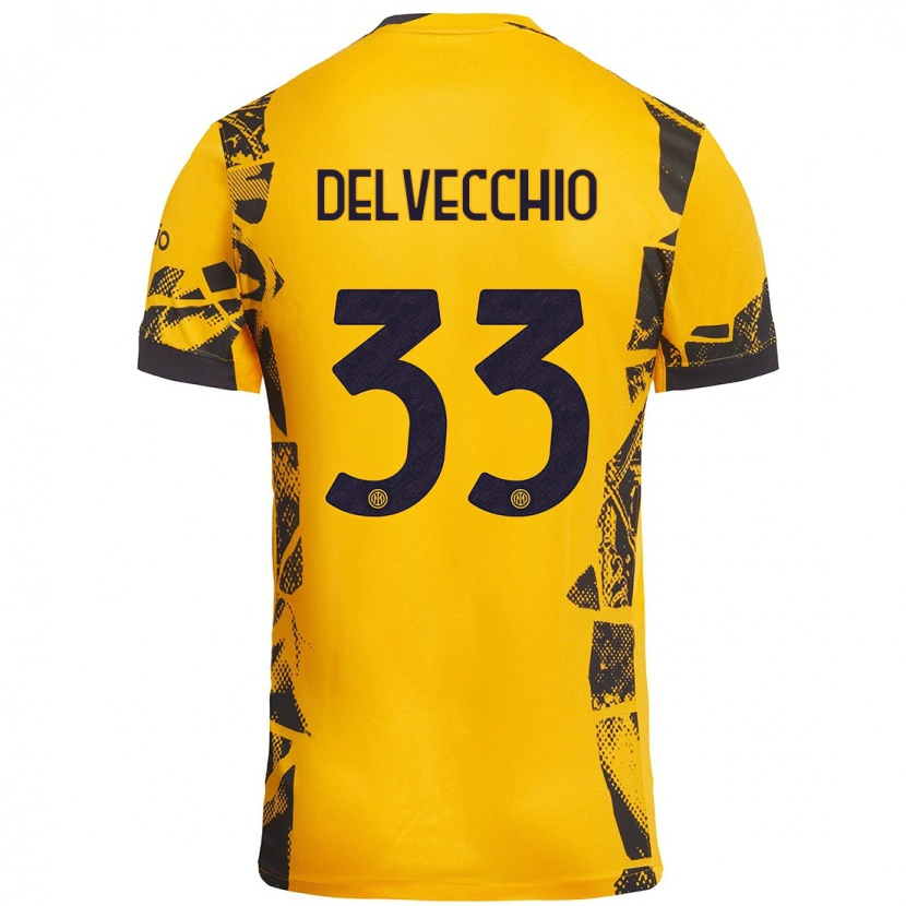 Danxen Dzieci Gabriele Delvecchio #33 Złoty Czarny Trzeci Komplet Koszulka 2024/25 Koszulki Klubowe