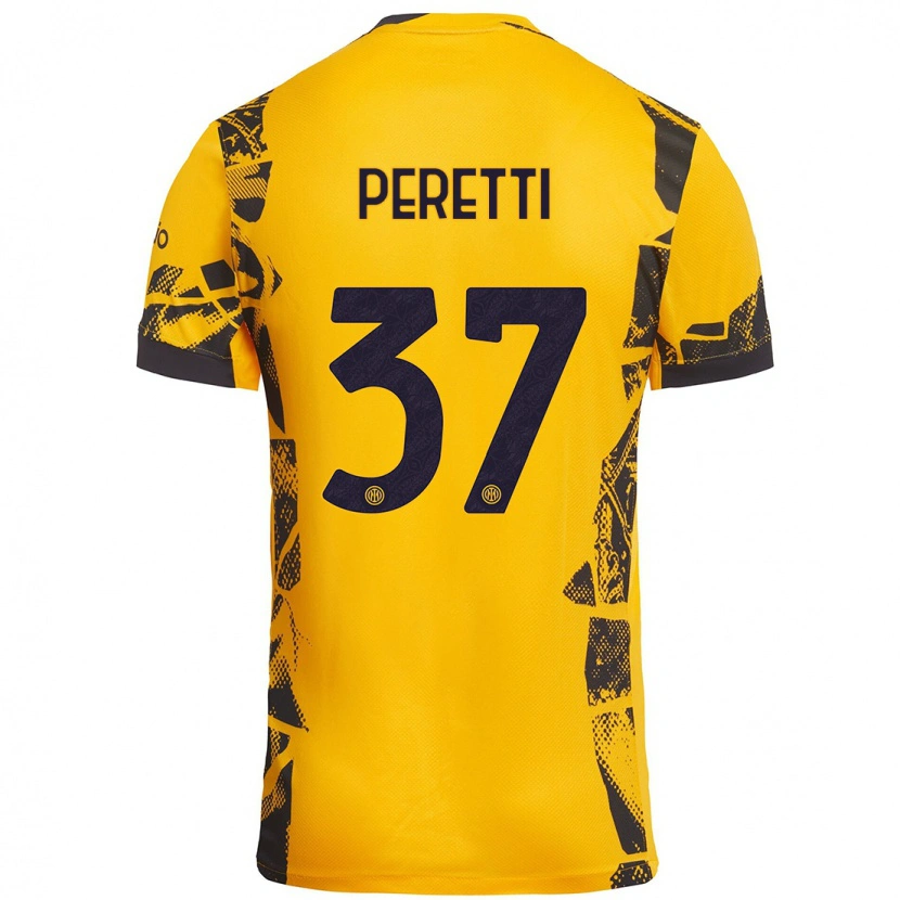 Danxen Dzieci Lorenzo Peretti #37 Złoty Czarny Trzeci Komplet Koszulka 2024/25 Koszulki Klubowe