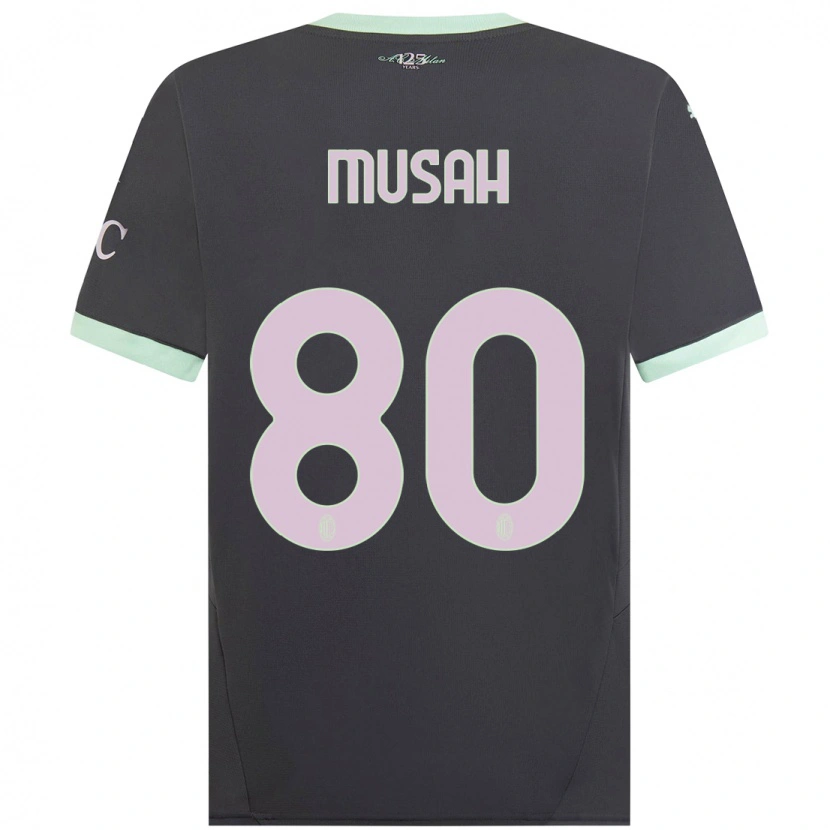 Danxen Dzieci Yunus Musah #80 Szary Trzeci Komplet Koszulka 2024/25 Koszulki Klubowe