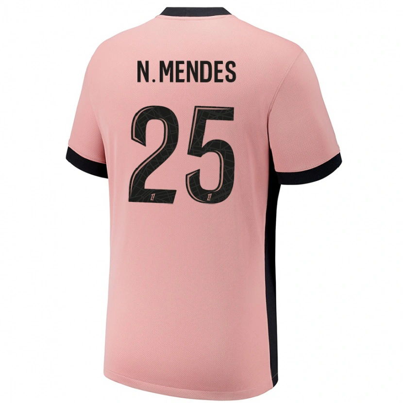 Danxen Dzieci Nuno Mendes #25 Rdzawy Róż Trzeci Komplet Koszulka 2024/25 Koszulki Klubowe