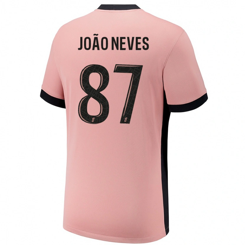 Danxen Dzieci João Neves #87 Rdzawy Róż Trzeci Komplet Koszulka 2024/25 Koszulki Klubowe