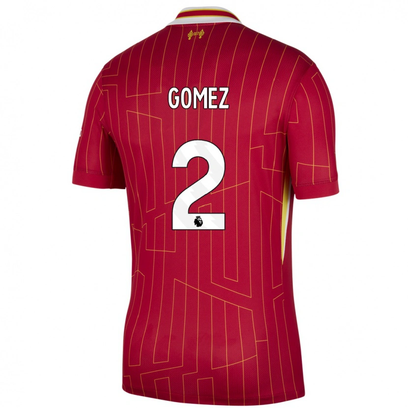 Danxen Męski Joe Gomez #2 Czerwony Żółty Biały Domowa Koszulka 2024/25 Koszulki Klubowe