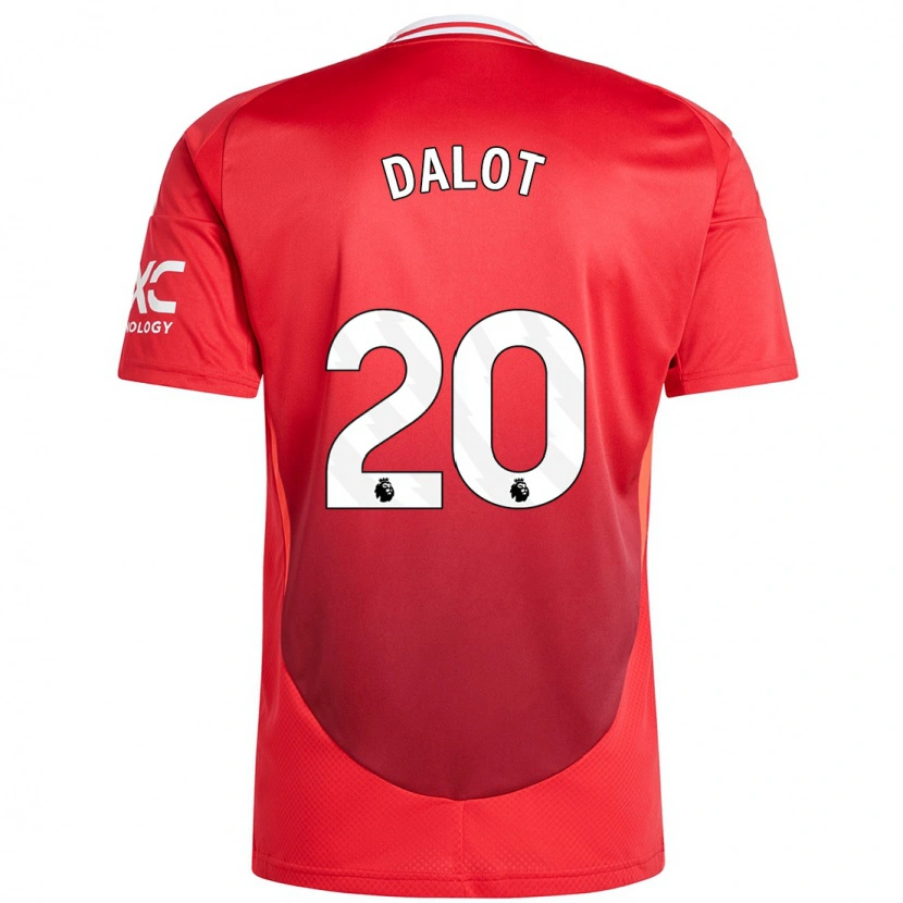 Danxen Męski Diogo Dalot #20 Jasnoczerwony Domowa Koszulka 2024/25 Koszulki Klubowe