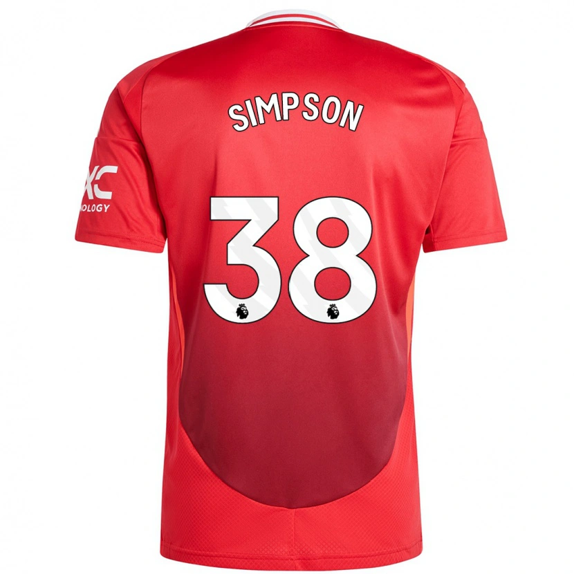 Danxen Męski Jess Simpson #38 Jasnoczerwony Domowa Koszulka 2024/25 Koszulki Klubowe