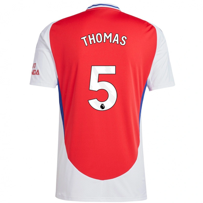 Danxen Męski Thomas Partey #5 Czerwony Biały Domowa Koszulka 2024/25 Koszulki Klubowe