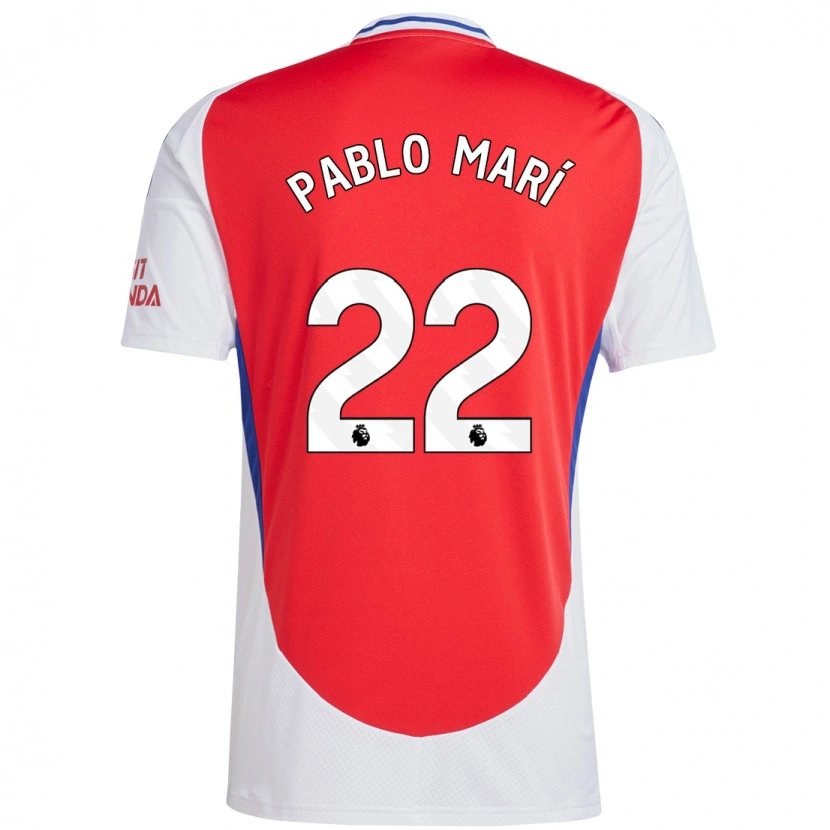 Danxen Męski Pablo Mari #22 Czerwony Biały Domowa Koszulka 2024/25 Koszulki Klubowe