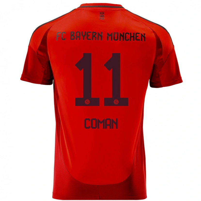 Danxen Męski Kingsley Coman #11 Czerwony Domowa Koszulka 2024/25 Koszulki Klubowe