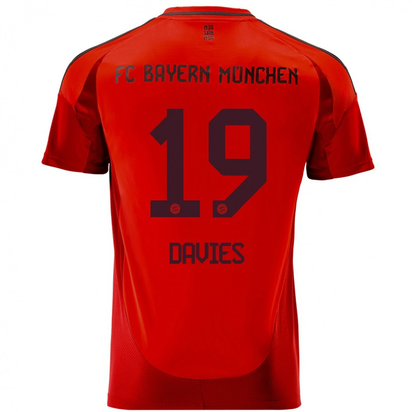 Danxen Męski Alphonso Davies #19 Czerwony Domowa Koszulka 2024/25 Koszulki Klubowe