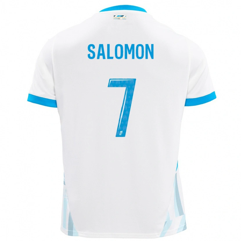 Danxen Męski Maëva Salomon #7 Biały Błękitny Domowa Koszulka 2024/25 Koszulki Klubowe