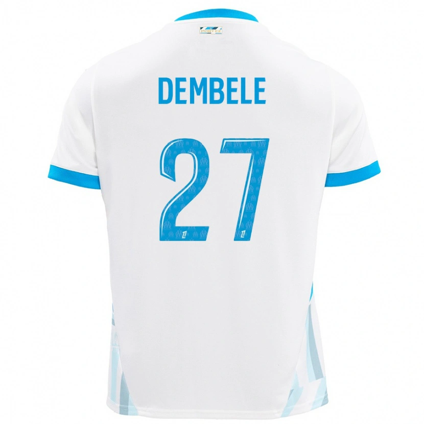 Danxen Męski Coumba Dembélé #27 Biały Błękitny Domowa Koszulka 2024/25 Koszulki Klubowe