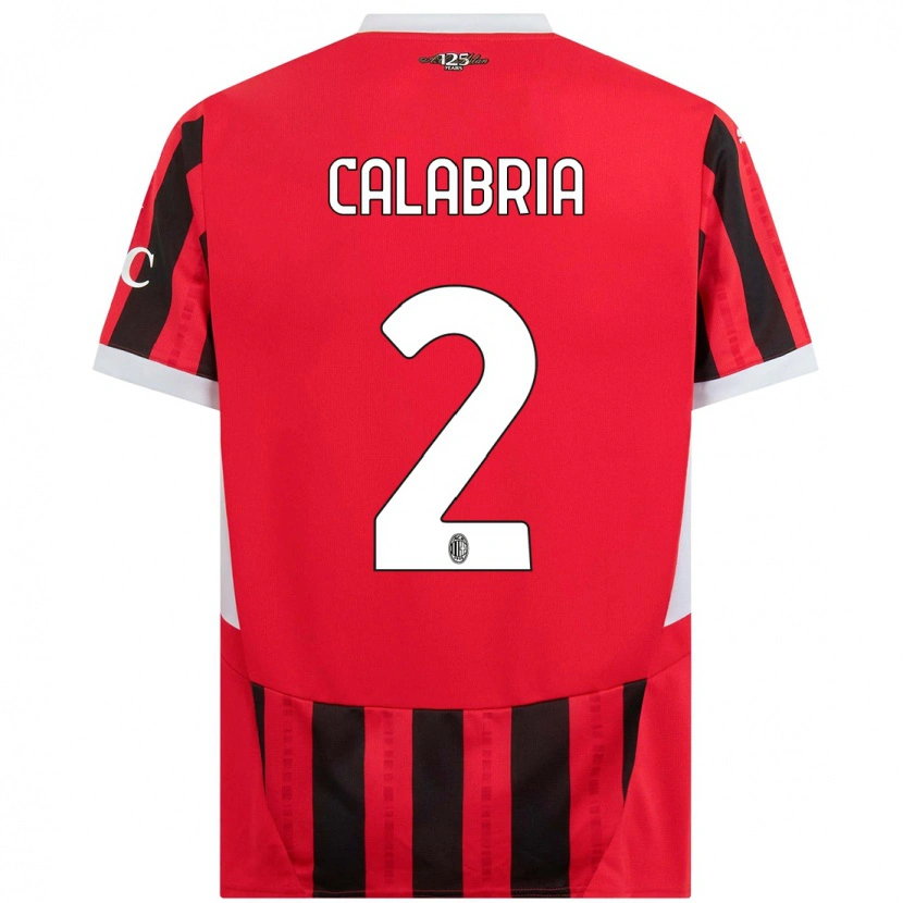 Danxen Męski Davide Calabria #2 Czerwony Czarny Domowa Koszulka 2024/25 Koszulki Klubowe