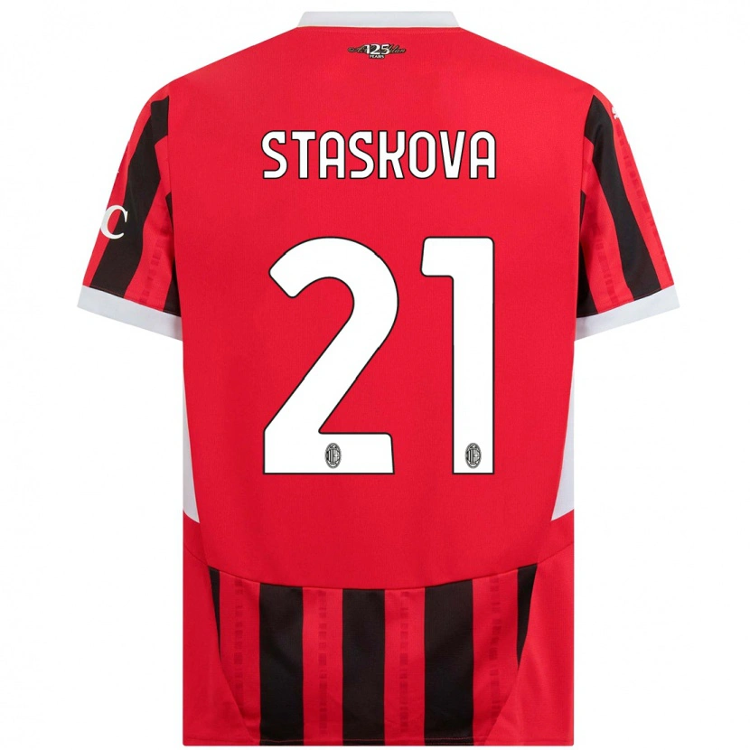 Danxen Męski Andrea Stašková #21 Czerwony Czarny Domowa Koszulka 2024/25 Koszulki Klubowe
