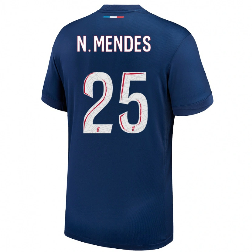 Danxen Męski Nuno Mendes #25 Granatowy Biały Domowa Koszulka 2024/25 Koszulki Klubowe