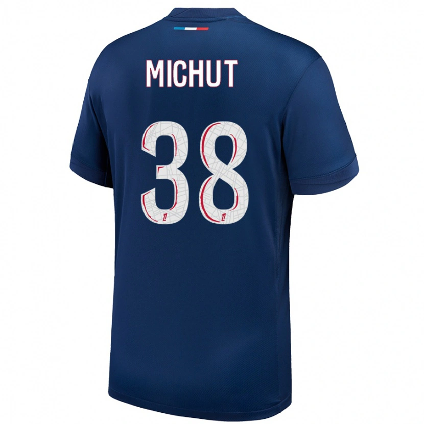 Danxen Męski Edouard Michut #38 Granatowy Biały Domowa Koszulka 2024/25 Koszulki Klubowe