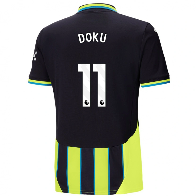 Danxen Męski Jérémy Doku #11 Niebieski Żółty Wyjazdowa Koszulka 2024/25 Koszulki Klubowe