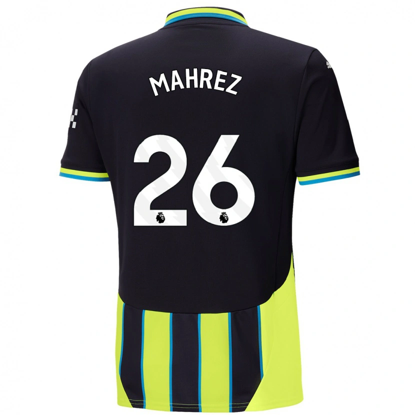 Danxen Męski Riyad Mahrez #26 Niebieski Żółty Wyjazdowa Koszulka 2024/25 Koszulki Klubowe