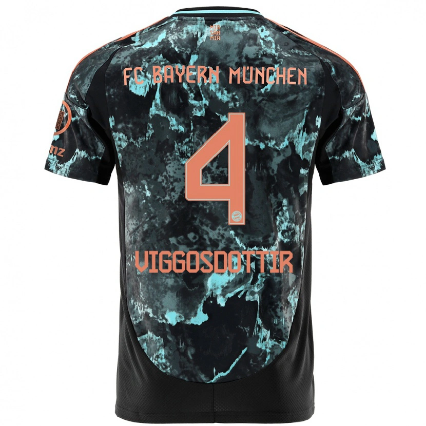 Danxen Męski Glódís Perla Viggósdóttir #4 Czarny Wyjazdowa Koszulka 2024/25 Koszulki Klubowe