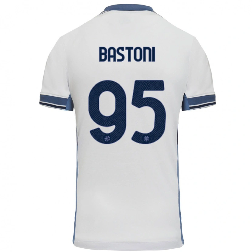 Danxen Męski Alessandro Bastoni #95 Biały Szary Wyjazdowa Koszulka 2024/25 Koszulki Klubowe