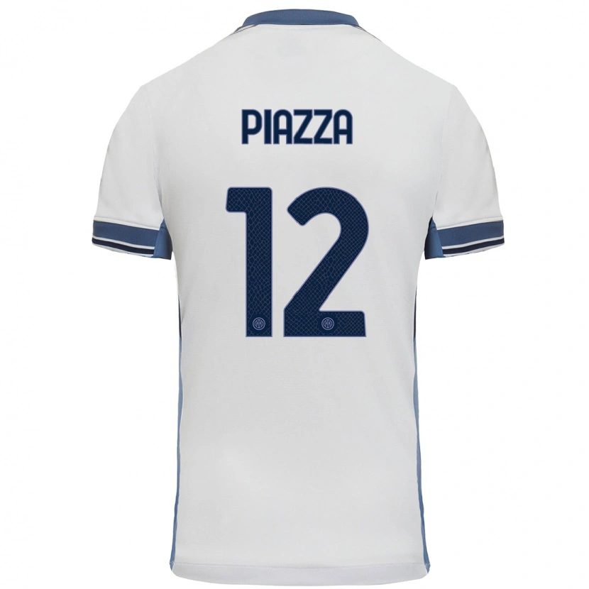 Danxen Męski Alessia Piazza #12 Biały Szary Wyjazdowa Koszulka 2024/25 Koszulki Klubowe