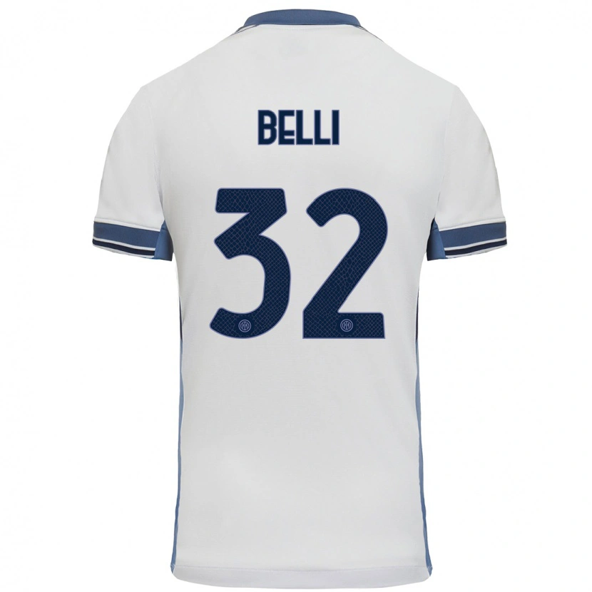 Danxen Męski Elena Belli #32 Biały Szary Wyjazdowa Koszulka 2024/25 Koszulki Klubowe