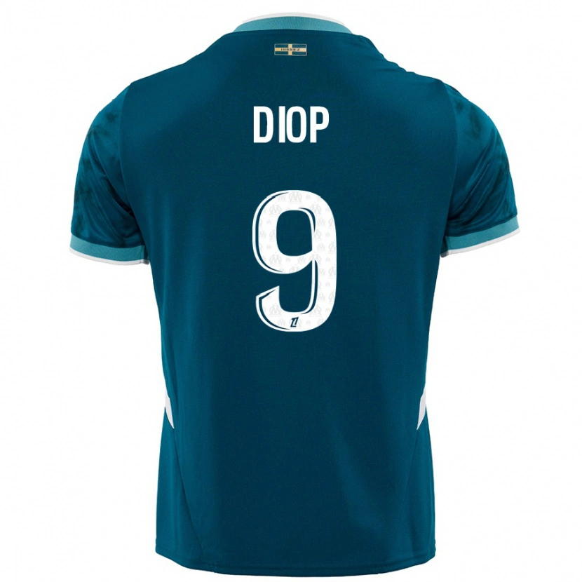 Danxen Męski Mama Diop #9 Turkusowy Niebieski Wyjazdowa Koszulka 2024/25 Koszulki Klubowe