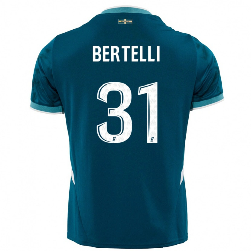 Danxen Męski Ugo Bertelli #31 Turkusowy Niebieski Wyjazdowa Koszulka 2024/25 Koszulki Klubowe